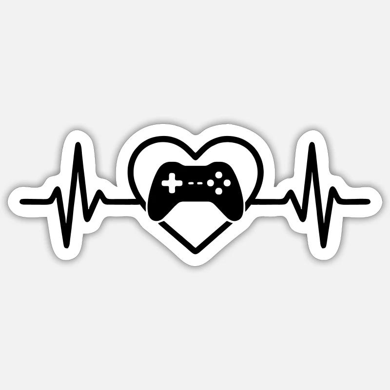 Gamer Controller Herz Gaming Sticker Größe S (10 x 10 cm)