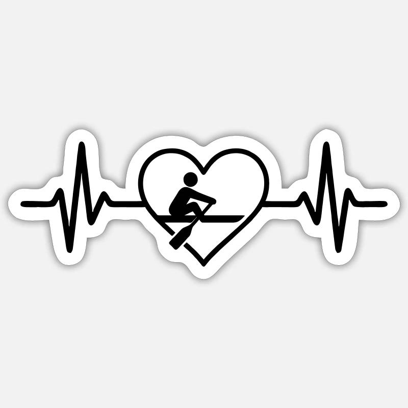 Rudern Ruderer Herz - Sticker Größe S (10 x 10 cm) - Mattweiß