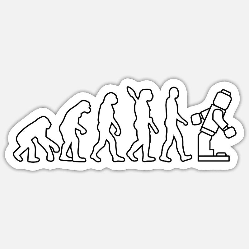 Klemmbaustein Evolution Menschheit Noppenbaustein - Sticker Größe S (10 x 10 cm) - Mattweiß