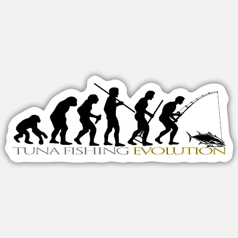 ÉVOLUTION DE LA PÊCHE - Sticker taille S (10 x 10 cm) - blanc mat