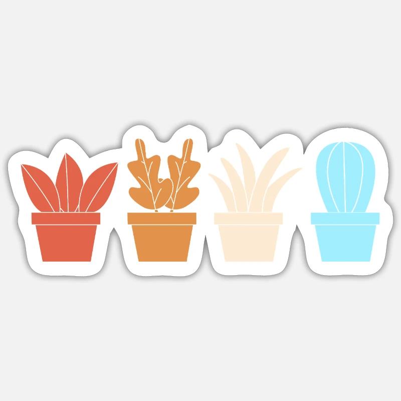 Cactus Plante Cactus - Sticker taille S (10 x 10 cm) - blanc mat