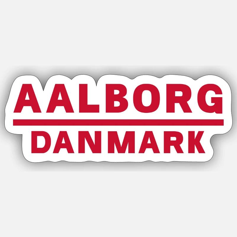 Aalborg, Danemark, Rouge Conception de texte Sticker taille S (10 x 10 cm)