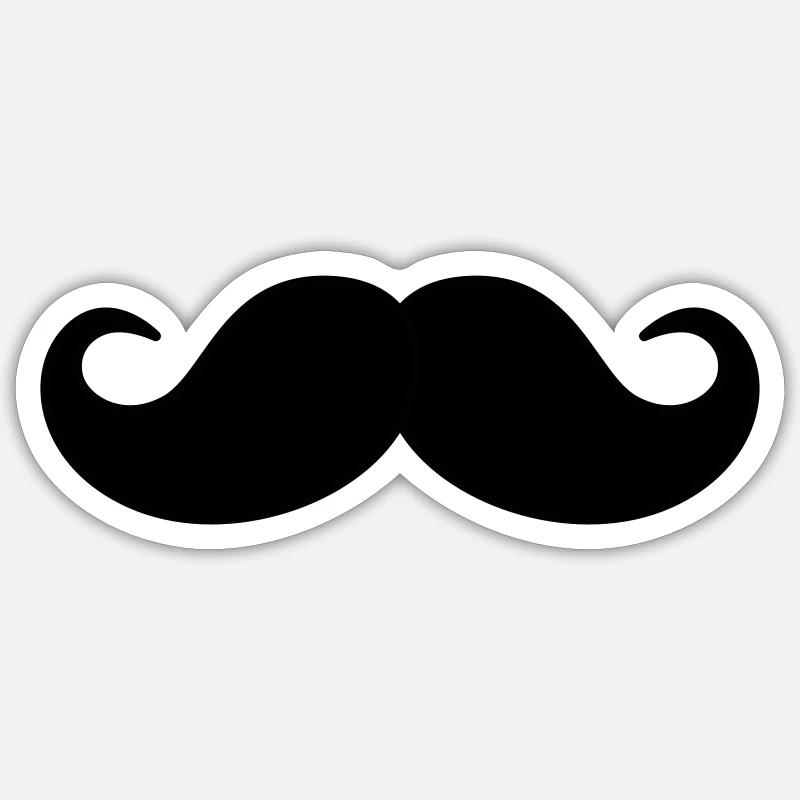 Schnurrbart - Sticker Größe S (10 x 10 cm) - Mattweiß