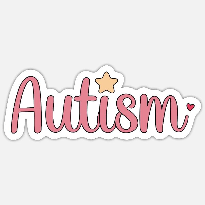 Autisme Rose avec Étoile Sticker taille S (10 x 10 cm)