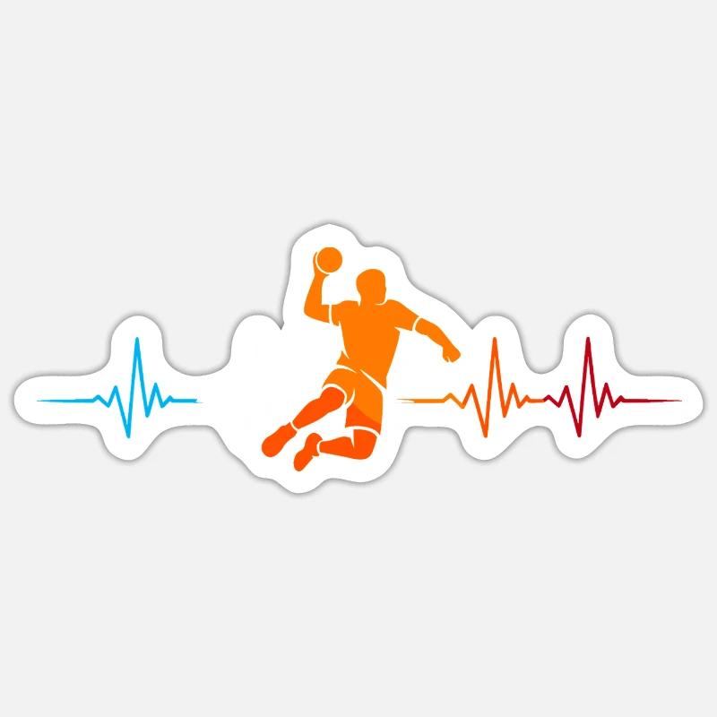 Handball Trainer Herzschlag – Geschenkidee - Sticker Größe S (10 x 10 cm) - Mattweiß