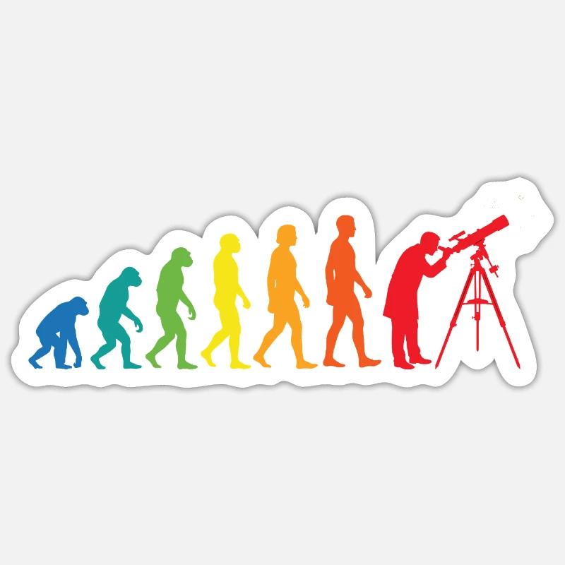 Evolution Astronomie – Weltraum Teleskop Design - Sticker Größe S (10 x 10 cm) - Mattweiß