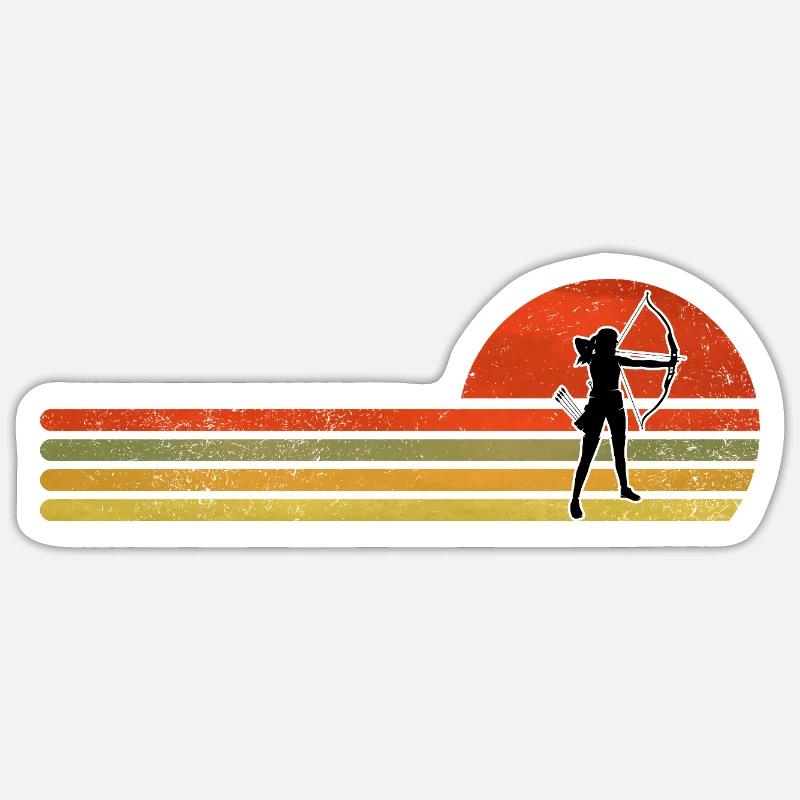Sunset Archer Rétro - Sticker taille S (10 x 10 cm) - blanc mat