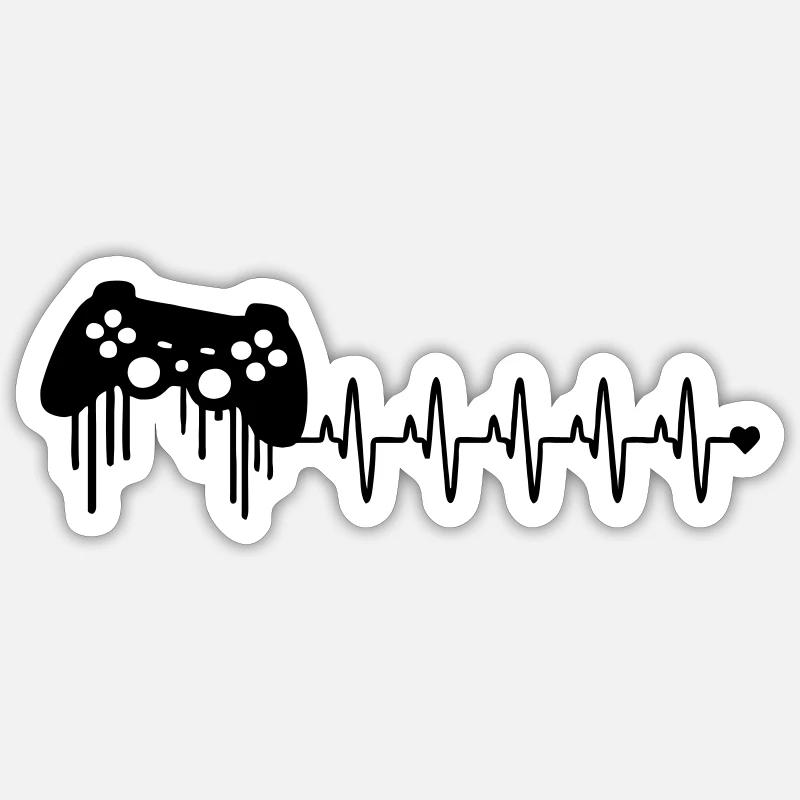 Manette de jeu Heartbeat - Sticker taille S (10 x 10 cm) - blanc mat
