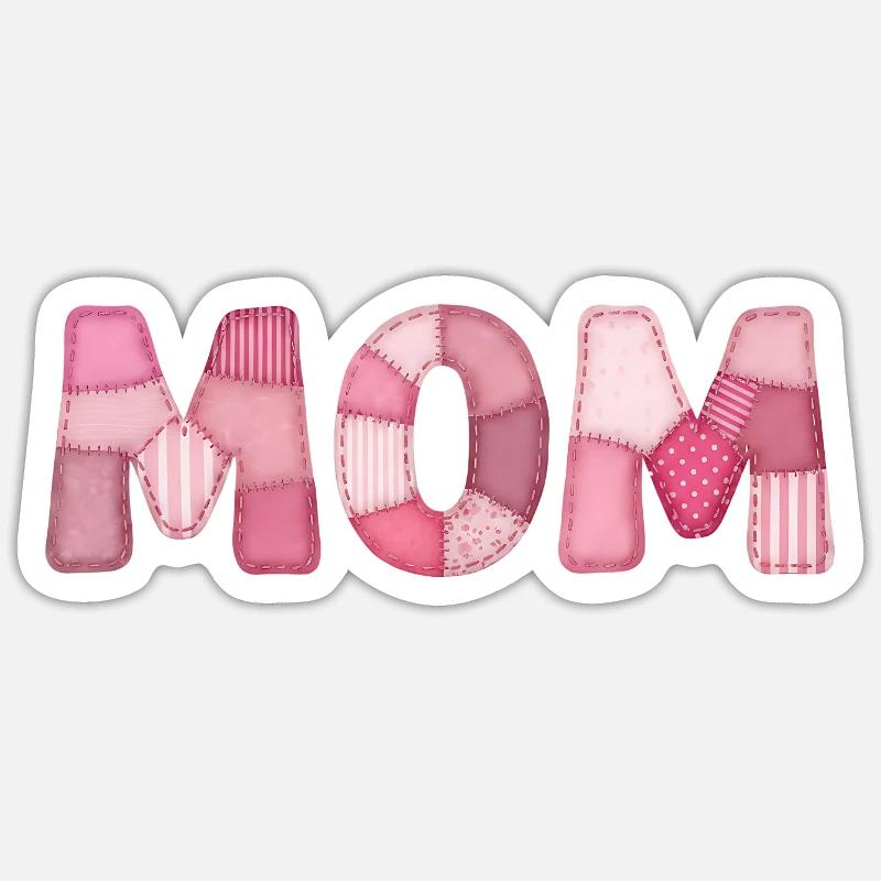 Motif de mère en patchwork rose de maman Sticker taille S (10 x 10 cm)
