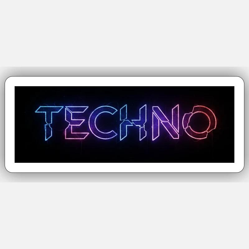 Techno Neon Glitch Text Sticker size S (10 x 10 cm)