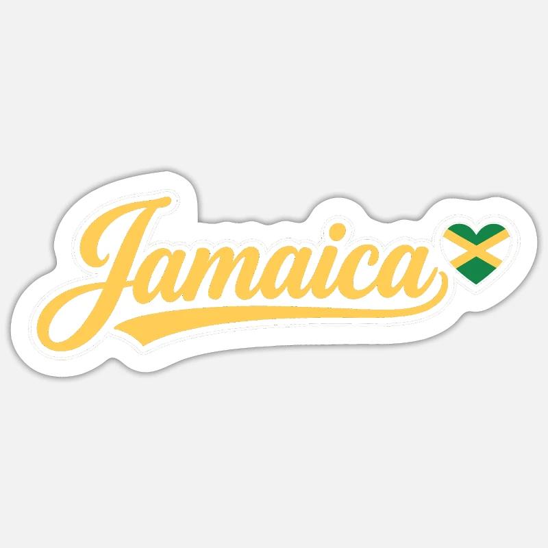 Jamaica Script with Flag Heart - Sticker size S (10 x 10 cm) - white matte
