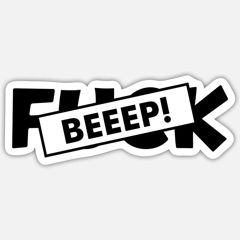 Bip de censure : Son de merde - Sticker taille S (10 x 10 cm) - blanc mat