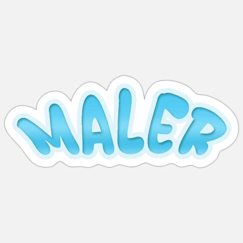 WALER Bubble-Style Blue Design - Sticker size S (10 x 10 cm) - white matte