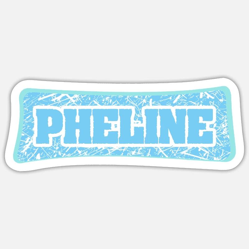 Police graffiti Phline Bleu - Sticker taille S (10 x 10 cm) - blanc mat