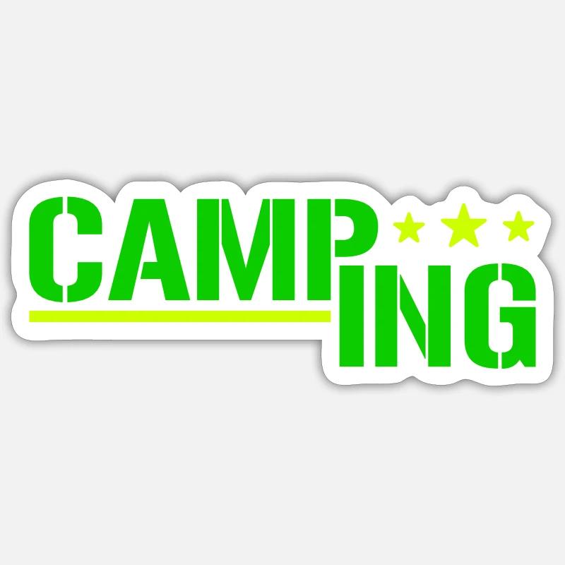 Camping - Sticker taille S (10 x 10 cm) - blanc mat