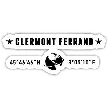 Clermont Ferrand France Coordonnées Globe - Sticker taille S (10 x 10 cm) - blanc mat - Devant