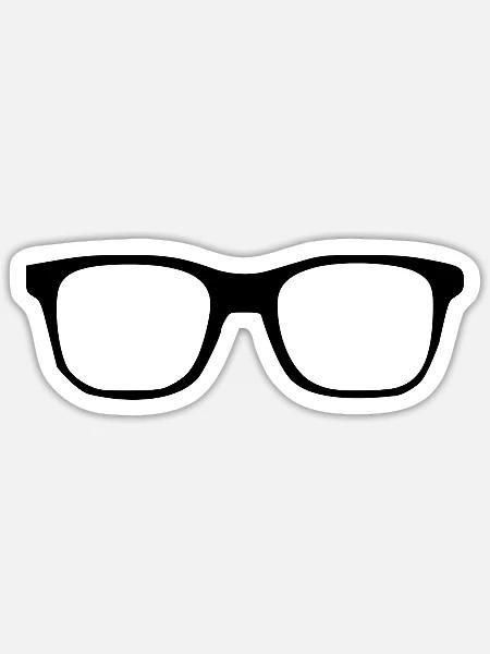 Brille_schwarz_Augenoptiker_Geschenk_Optiker - Sticker Größe S (10 x 10 cm) - Mattweiß