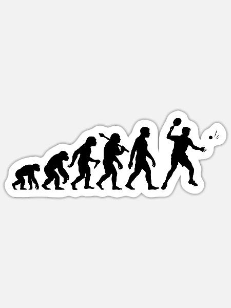Ping-Pong Evolution für Tischtennisspieler - Sticker Größe S (10 x 10 cm) - Mattweiß