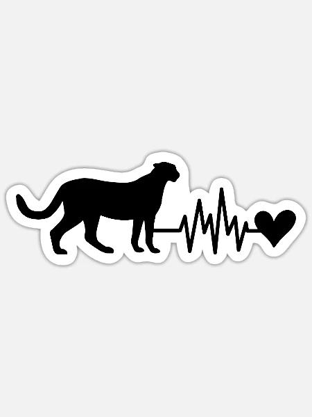 Gepard Herz Heartbeat - Sticker Größe S (10 x 10 cm) - Mattweiß