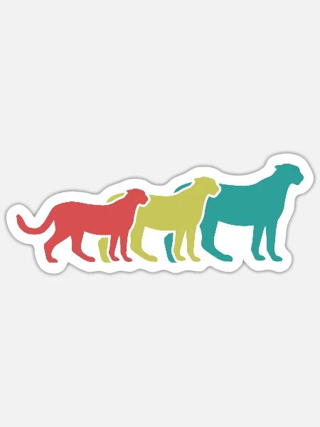 Geparden Trio Retro Style - Sticker Größe S (10 x 10 cm) - Mattweiß