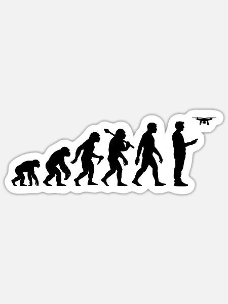 Drohne Evolution Für Drone Piloten - Sticker Größe S (10 x 10 cm) - Mattweiß