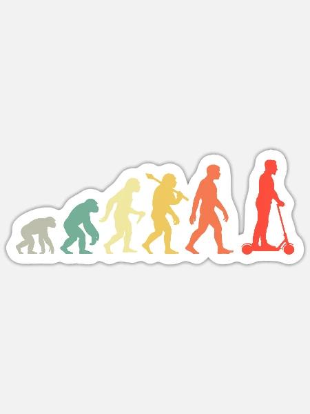Retro Roller Evolution Elektroroller Rollerfahrer - Sticker Größe S (10 x 10 cm) - Mattweiß