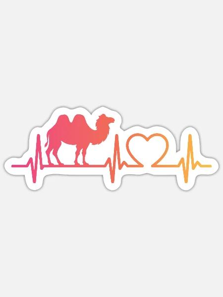 kamel herzschlag - Sticker Größe S (10 x 10 cm) - Mattweiß