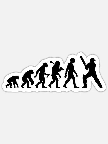 Cricket Evolution – Schlagmann – Ich Liebe Cricket - Sticker Größe S (10 x 10 cm) - Mattweiß