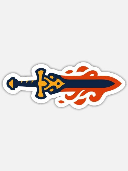 Brennendes Schwert Feuer Logo - Sticker Größe S (10 x 10 cm) - Mattweiß