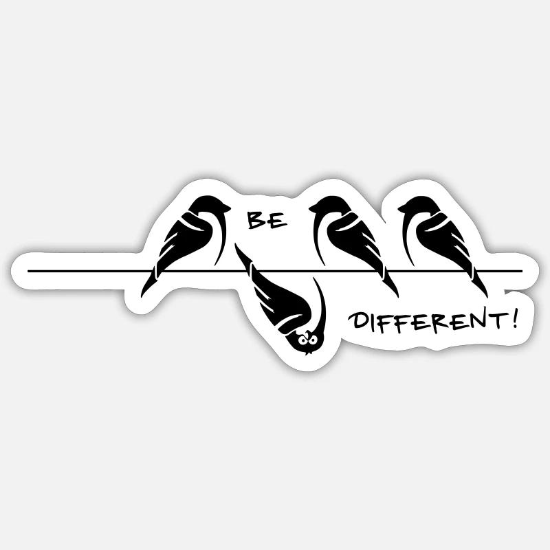 Spatz 'be different' - Sticker Größe S (10 x 10 cm) - Mattweiß