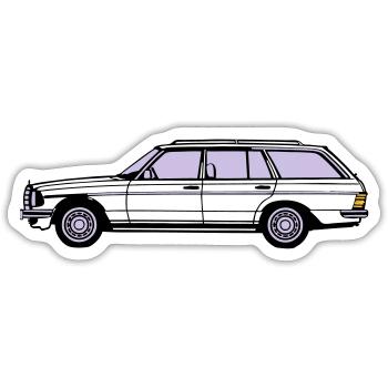 MB W123 T Model Kombi ...(25) - Sticker Größe S (10 x 10 cm) - Mattweiß - Vorne