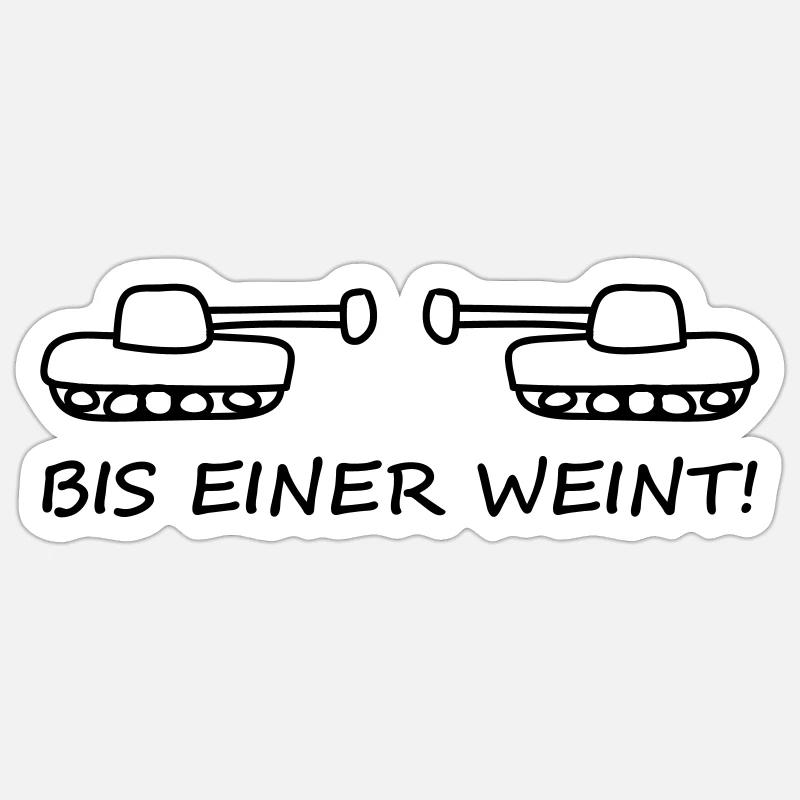 bis_einer_weint_panzer_1c - Sticker Größe S (10 x 10 cm) - Mattweiß