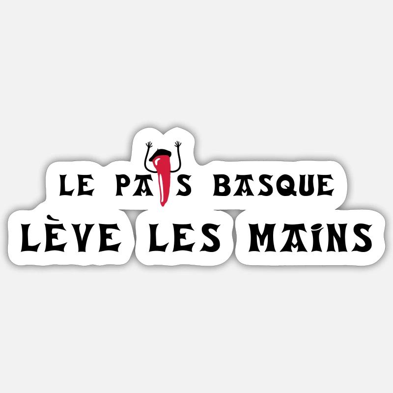 Le pays basque lève les mains - horizontal - Sticker taille S (10 x 10 cm) - blanc mat