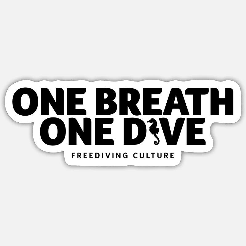 One Breath One Dive II - Sticker size S (10 x 10 cm) - white matte
