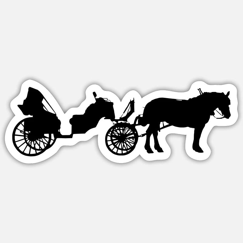 Calèche à cheval - Sticker taille S (10 x 10 cm) - blanc mat