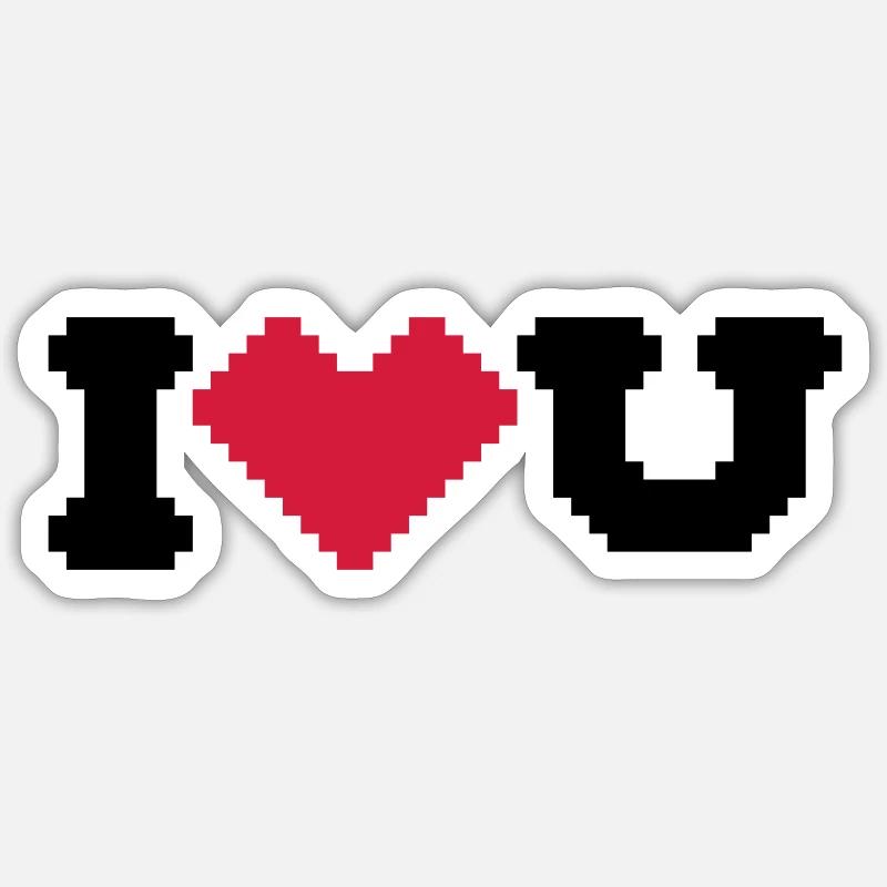 i love u - Sticker taille S (10 x 10 cm) - blanc mat