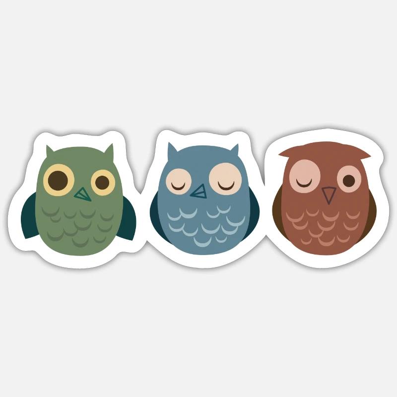 3 Eulen Sticker size S (10 x 10 cm)