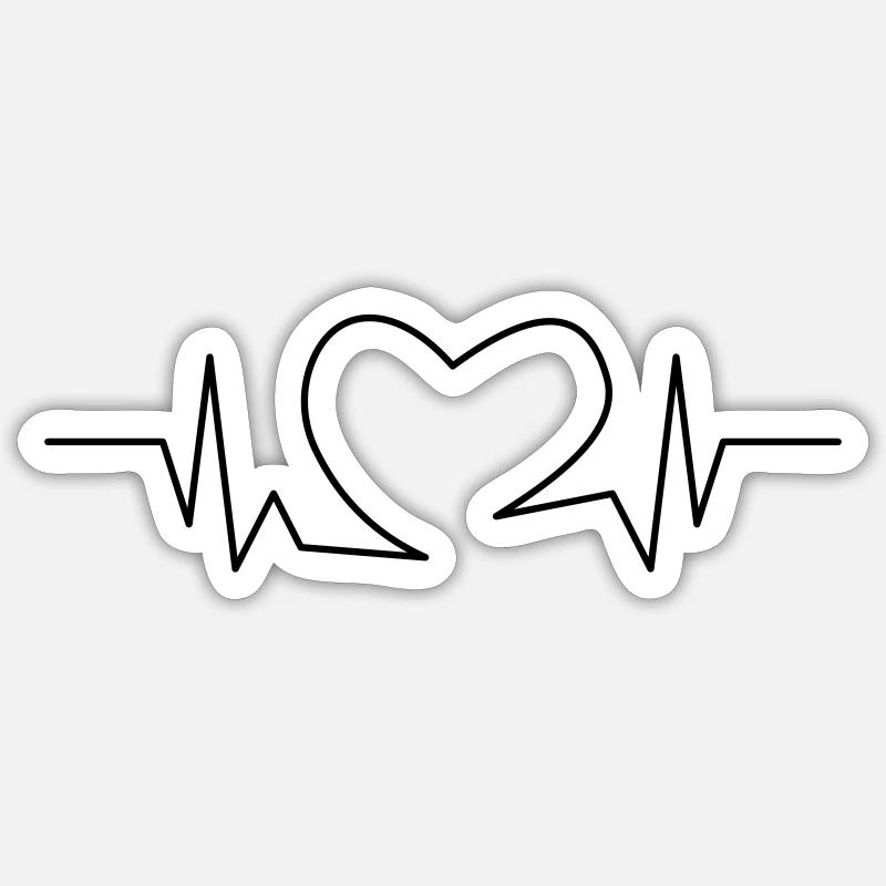 Rythme cardiaque - Sticker taille S (10 x 10 cm) - blanc mat