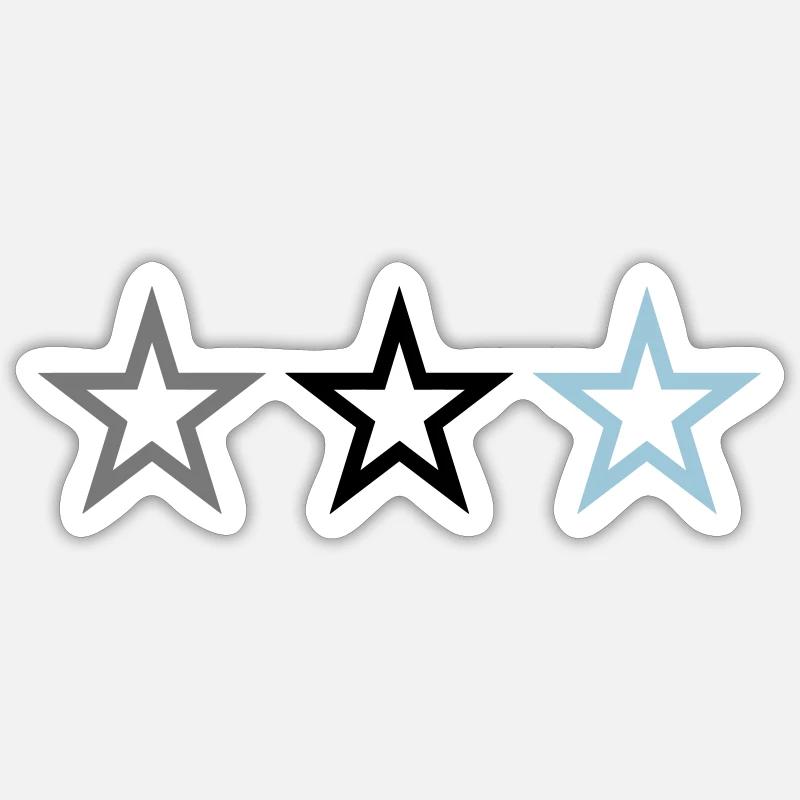 3 STERNE - Sticker Größe S (10 x 10 cm) - Mattweiß