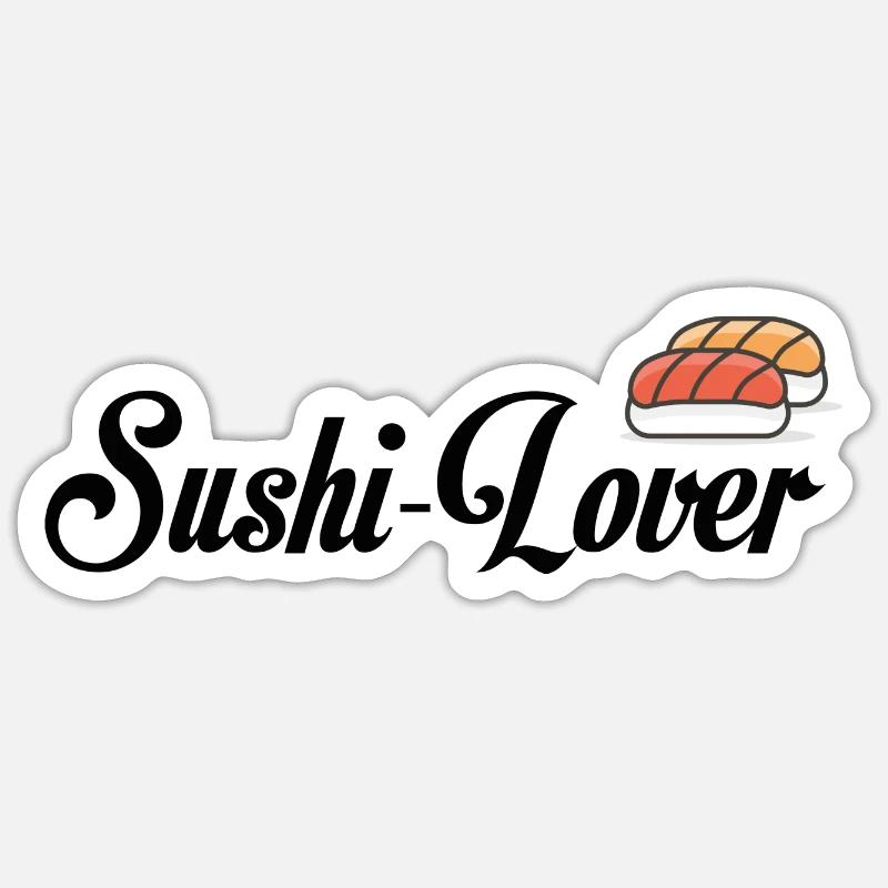 amant de sushi - Sticker taille S (10 x 10 cm) - blanc mat