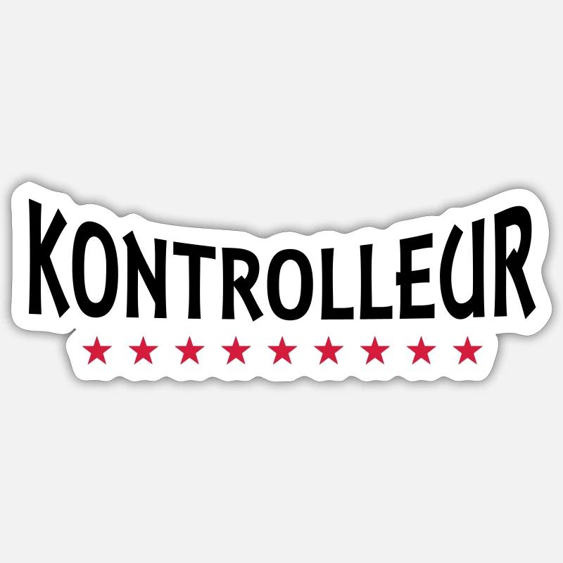 Kontrolleur + Dein Text - Sticker Größe S (10 x 10 cm) - Mattweiß