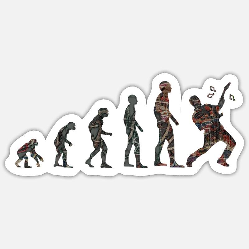 Evolution Rockgitarre - Sticker Größe S (10 x 10 cm) - Mattweiß