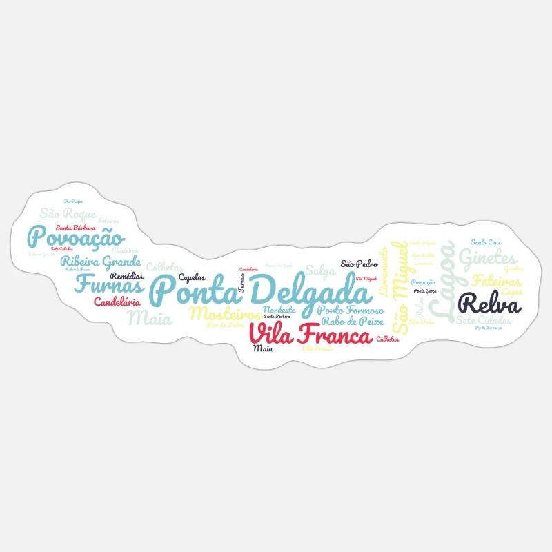Ponta Delgada São Miguel Açores - Sticker taille S (10 x 10 cm) - blanc mat