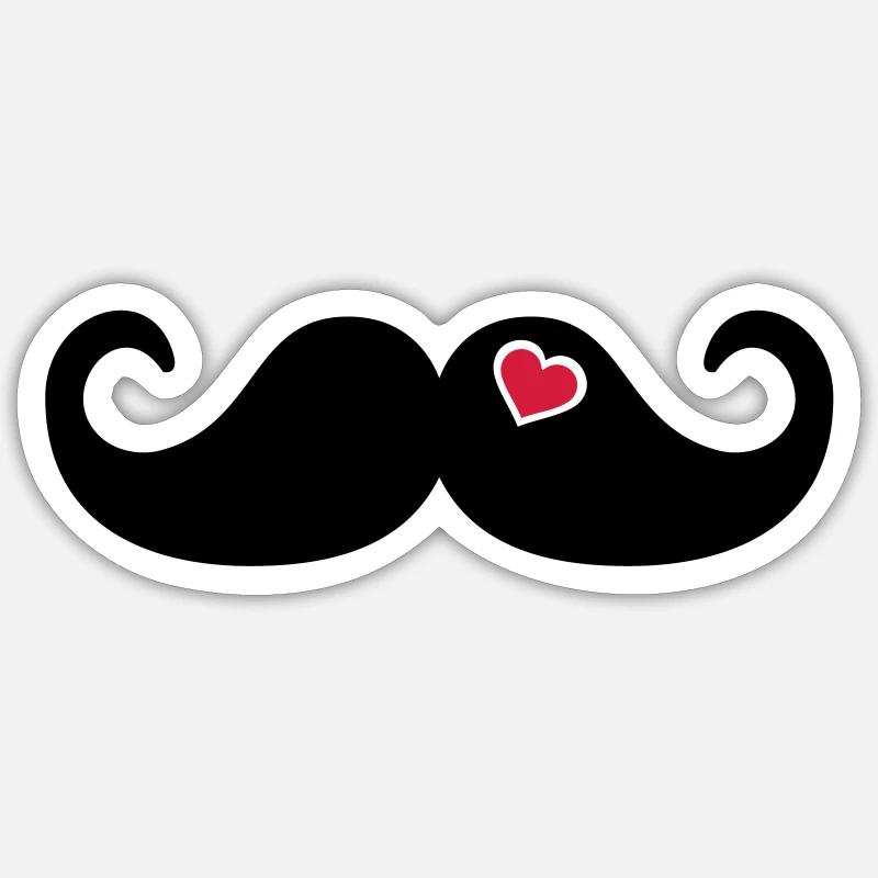 Mustache Bart - Sticker Größe S (10 x 10 cm) - Mattweiß