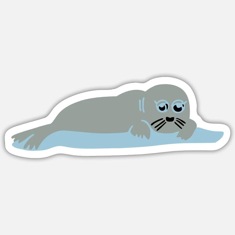 seehund 2 - Sticker Größe S (10 x 10 cm) - Mattweiß