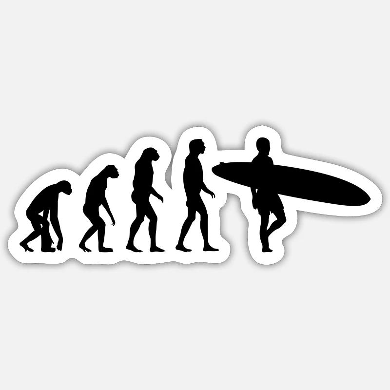 surfer evolution - Sticker Größe S (10 x 10 cm) - Mattweiß