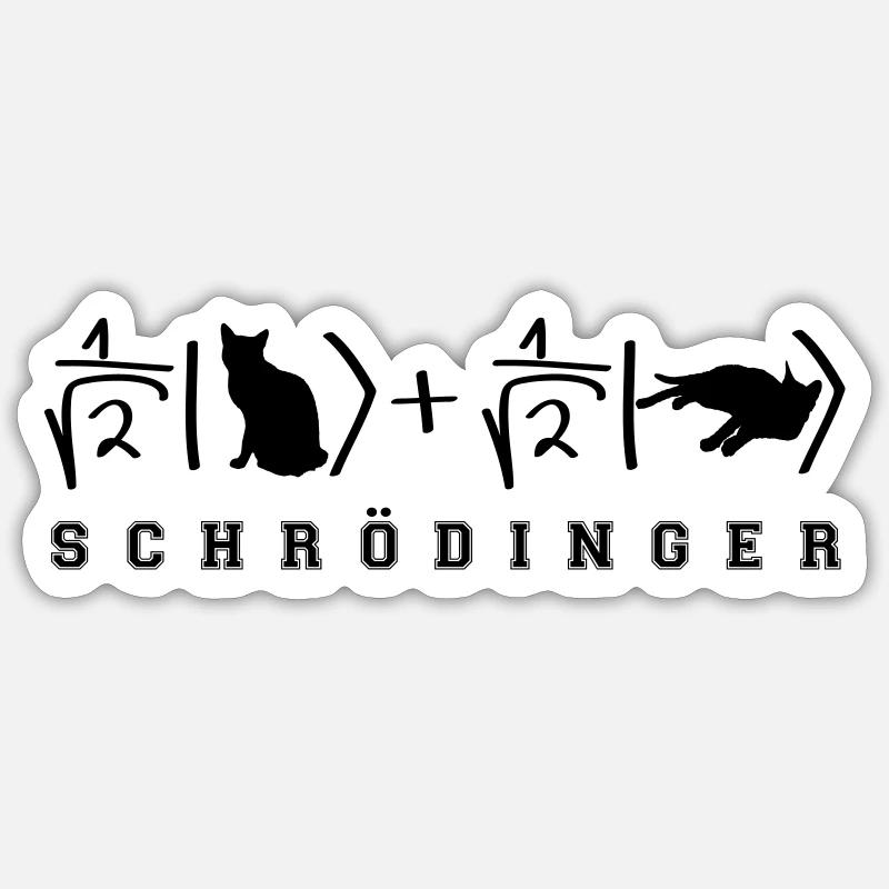 Chat de Schrödinger - Sticker taille S (10 x 10 cm) - blanc mat
