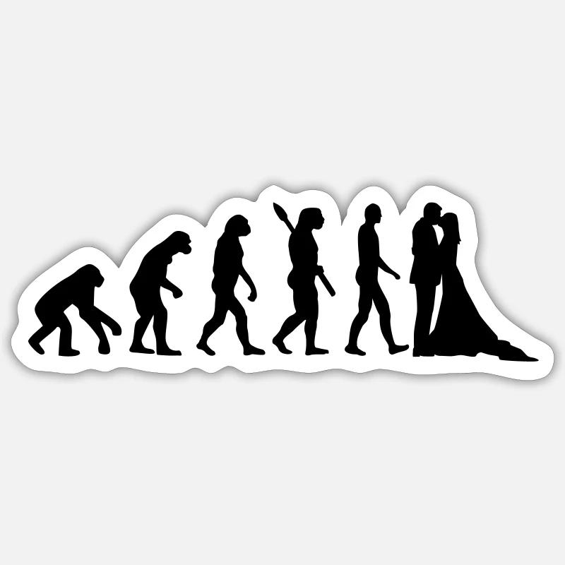 Evolution Hochzeit - Sticker Größe S (10 x 10 cm) - Mattweiß