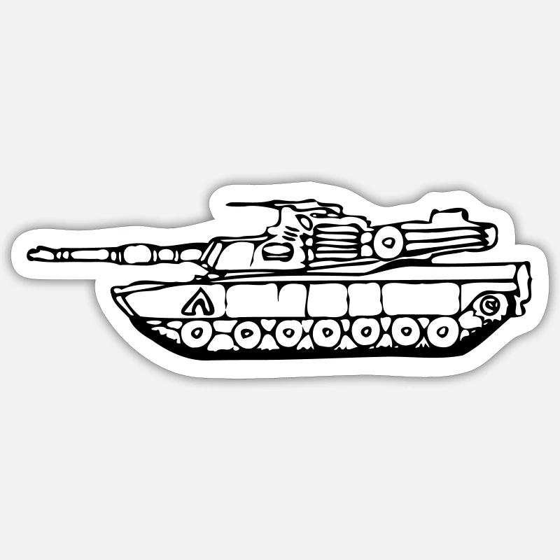 drawn M1 Abrams tank - Sticker size S (10 x 10 cm) - white matte