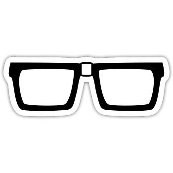 nerd horn glasses glasses symbol geek sly freak in - Sticker size S (10 x 10 cm) - white matte - Front